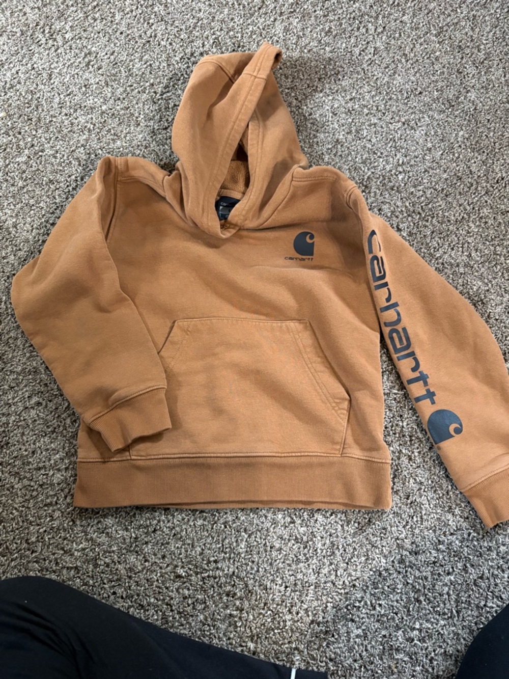 Carhartt Kids' Brown Hooded Logo Pullover Sweatshirt